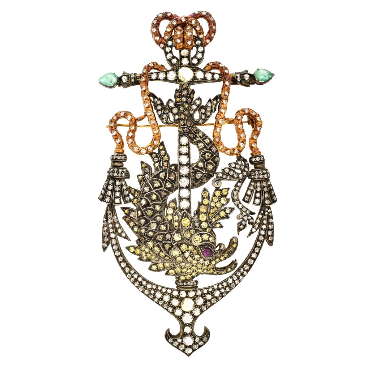 Antique Diamond and Gemstone Brooch