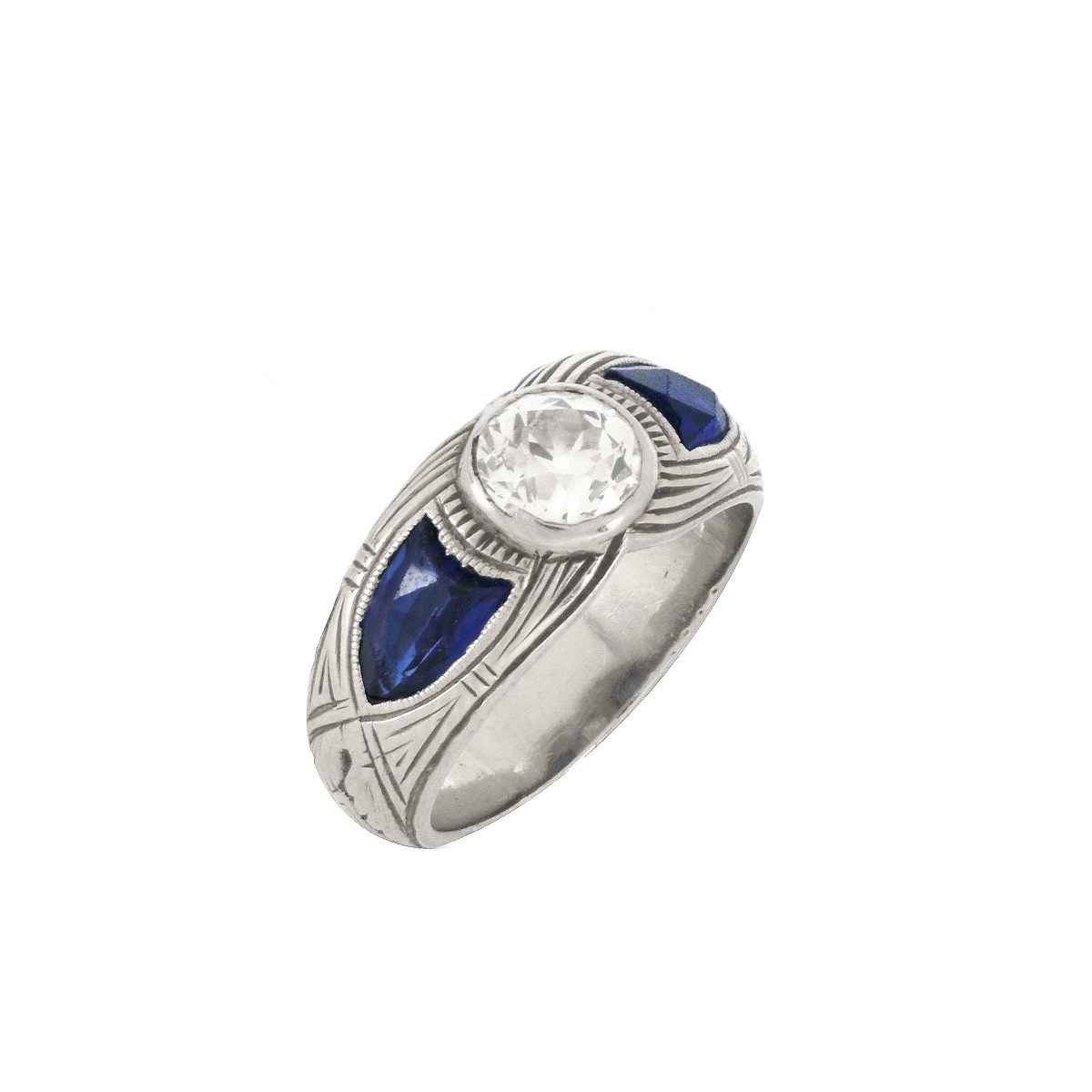 Diamond, Sapphire 14K Ring