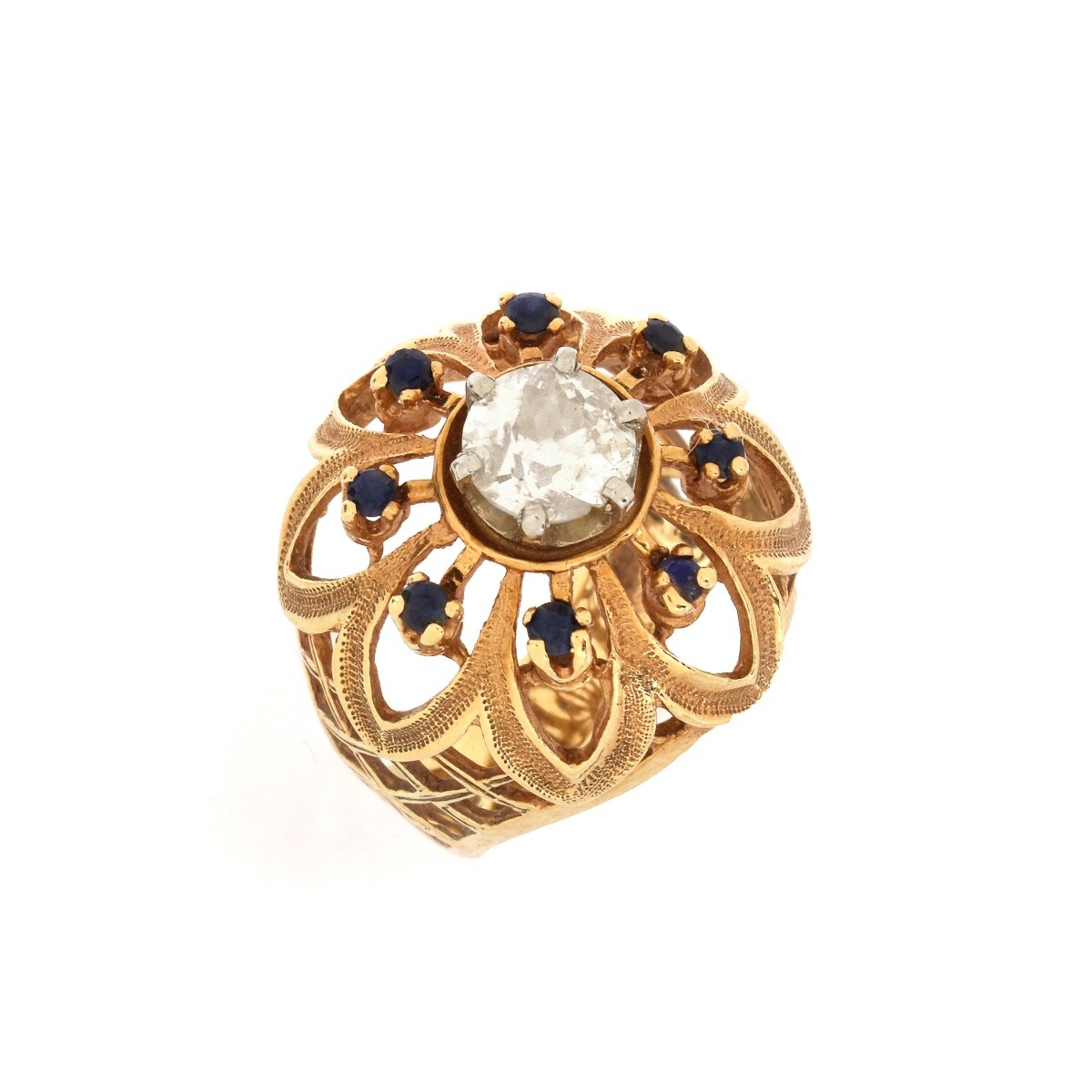 Diamond, Sapphire 14K Ring