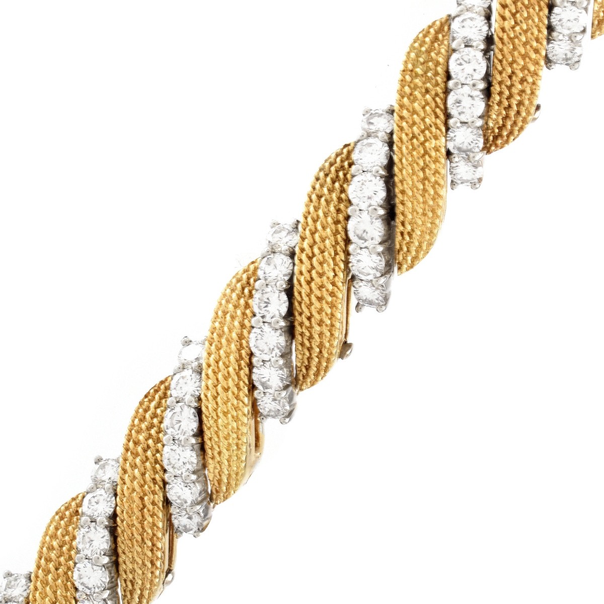 10.0ct TW Diamond and 18K Gold Bracelet