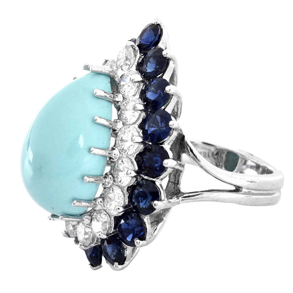 Diamond, Sapphire, Turquoise Ring