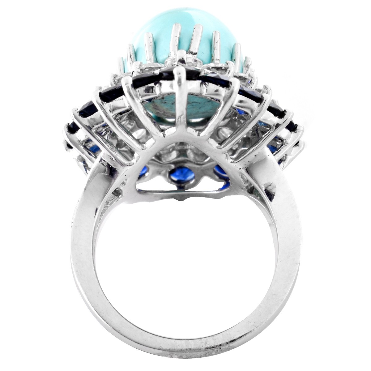 Diamond, Sapphire, Turquoise Ring