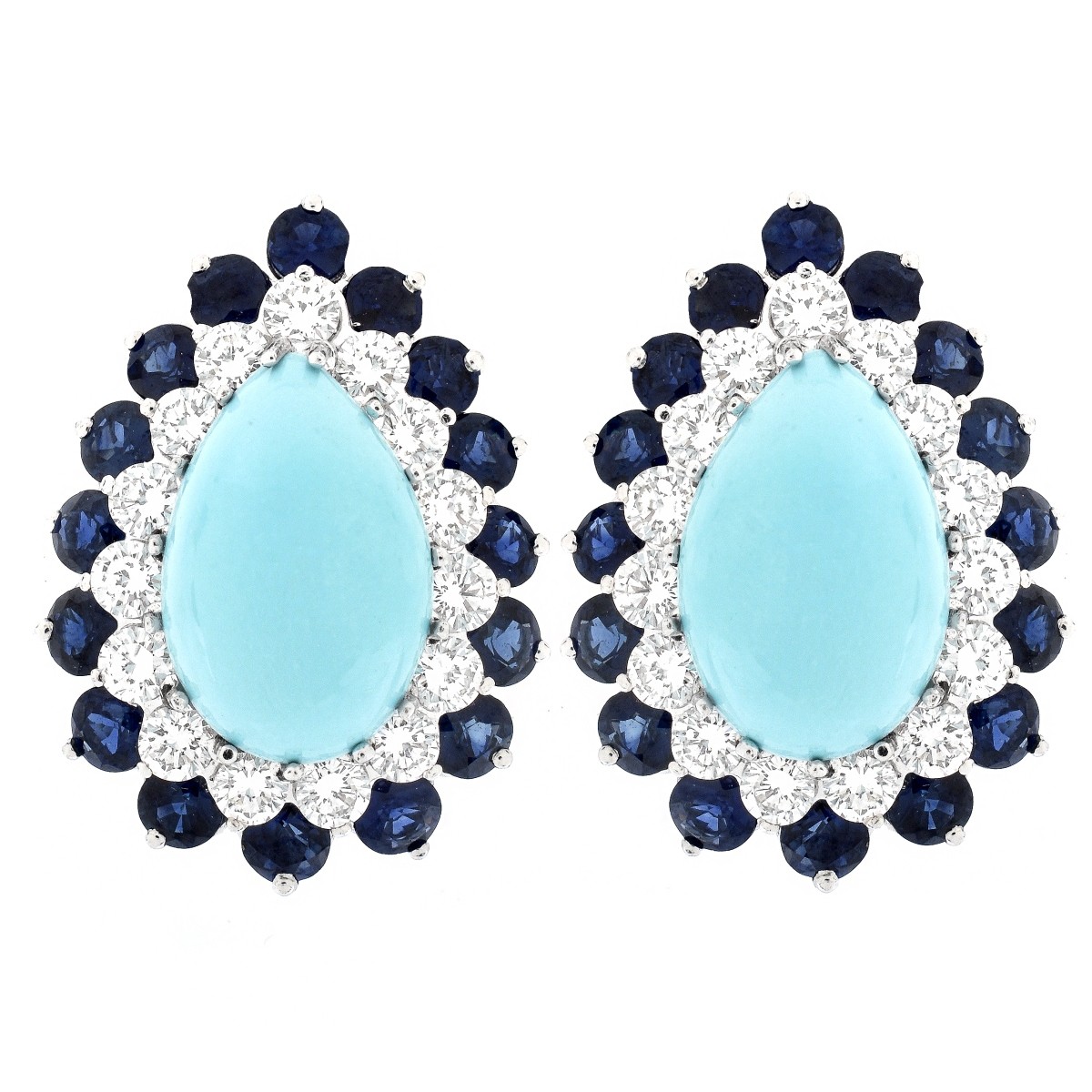 Diamond, Sapphire, Turquoise Earrings | Kodner Auctions