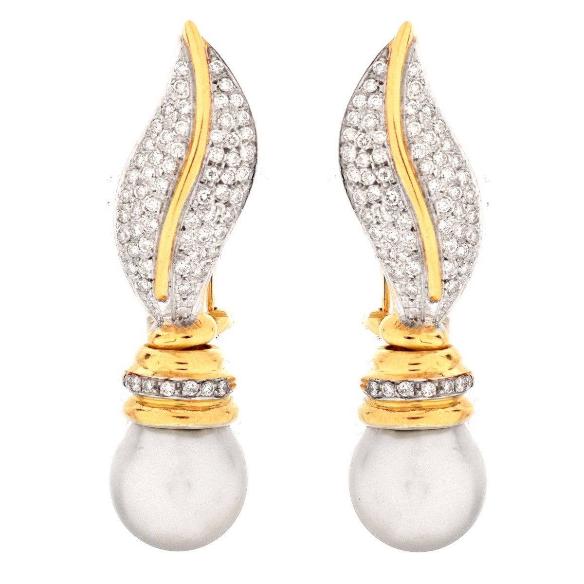 Diamond, Pearl and 18K Earrings