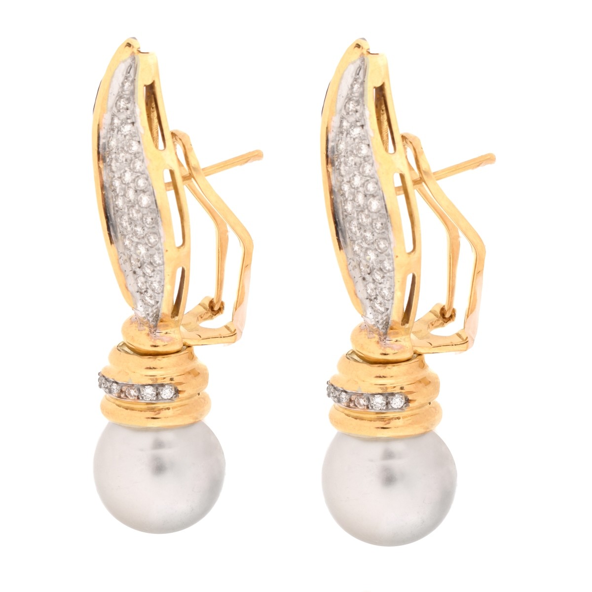 Diamond, Pearl and 18K Earrings