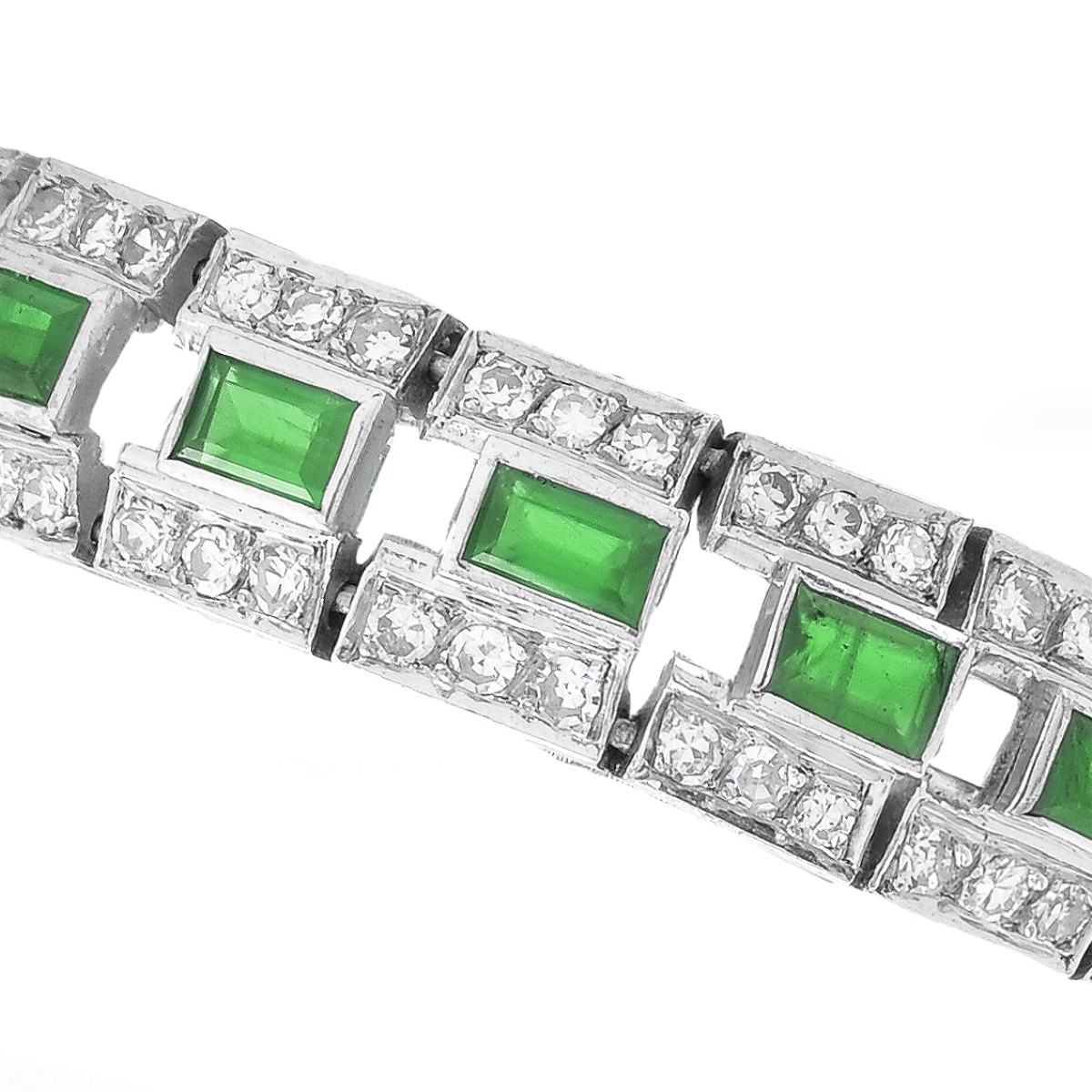 Art Deco Diamond and Emerald Bracelet