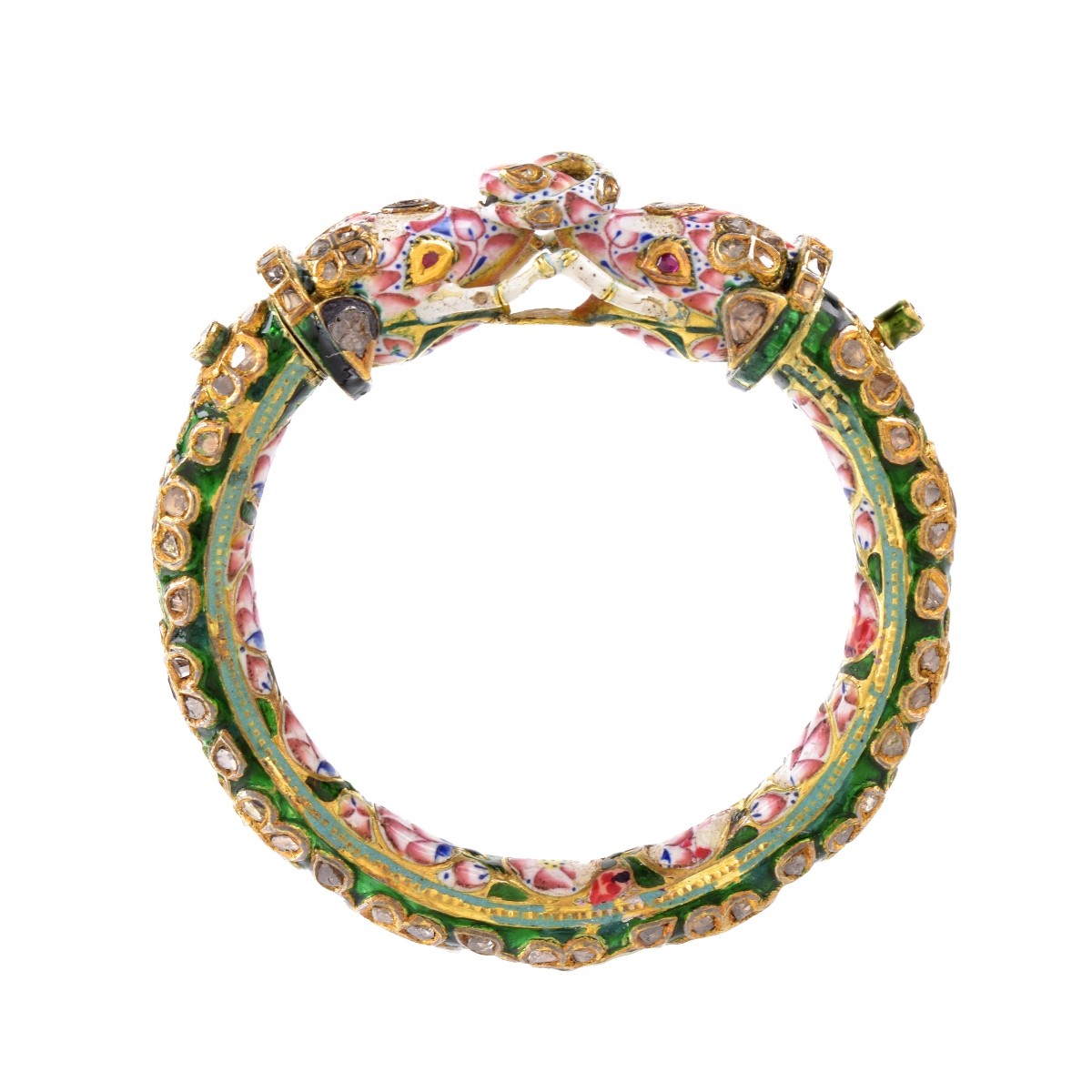 Mughal Design Diamond and Enamel Bangle