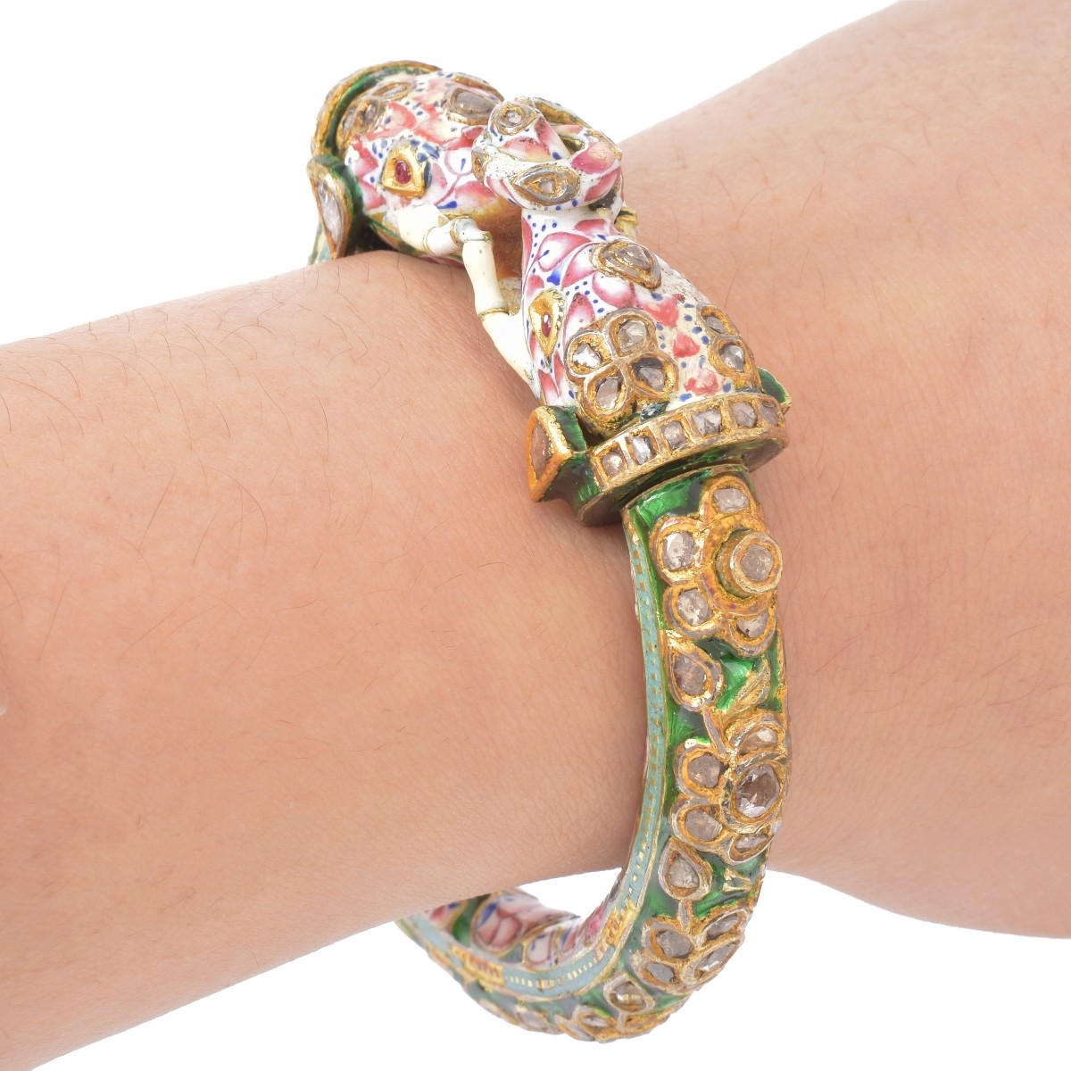 Mughal Design Diamond and Enamel Bangle