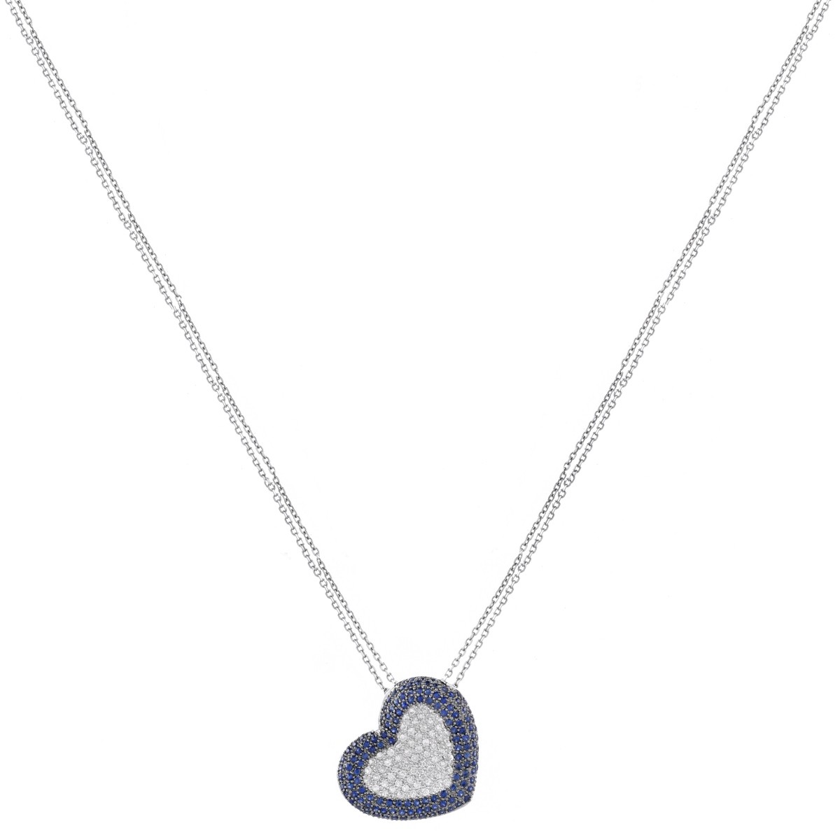 Diamond, Sapphire and 14K Necklace