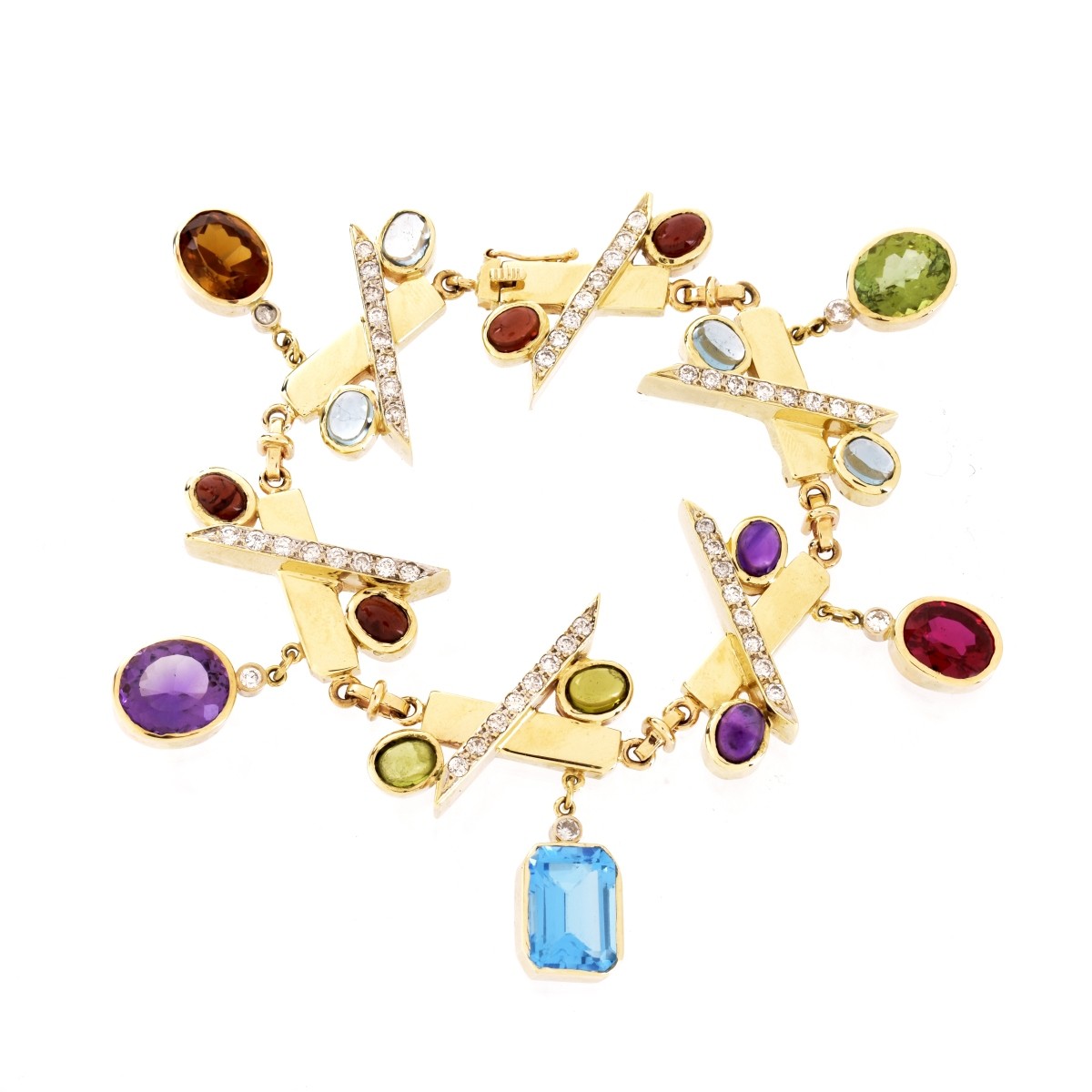 Diamond, Gemstone and 14K Bracelet