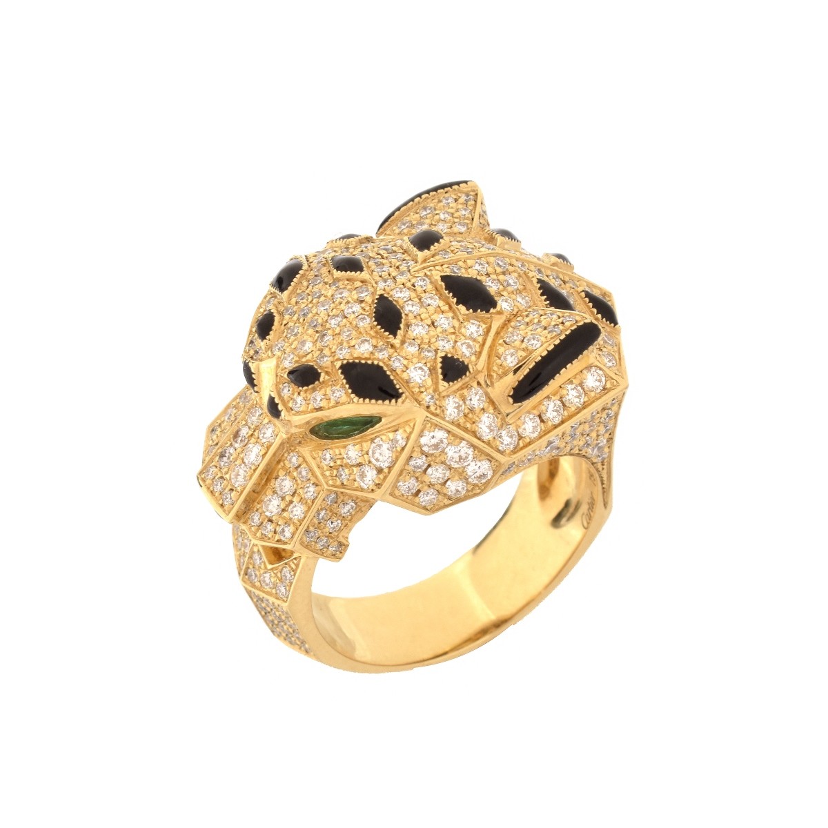 Cartier Diamond, Onyx, Emerald 18K Ring