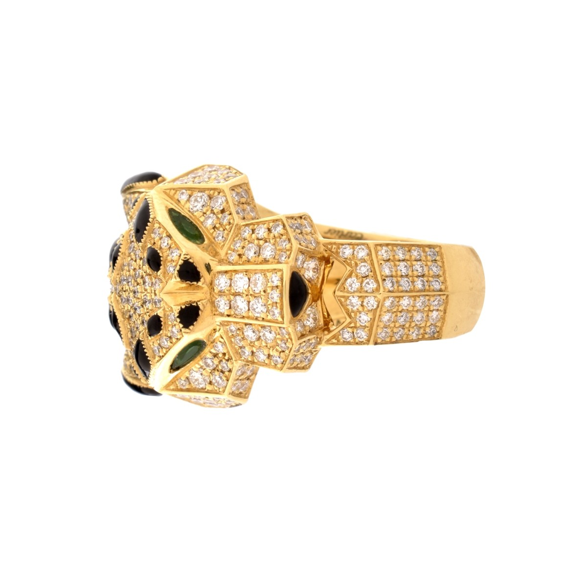 Cartier Diamond, Onyx, Emerald 18K Ring
