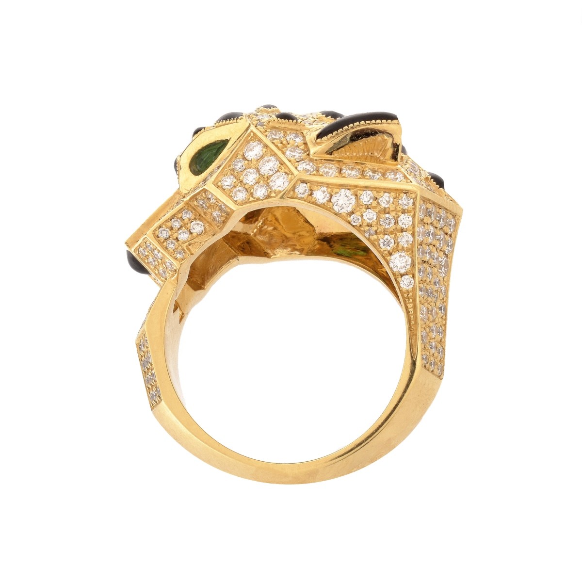 Cartier Diamond, Onyx, Emerald 18K Ring