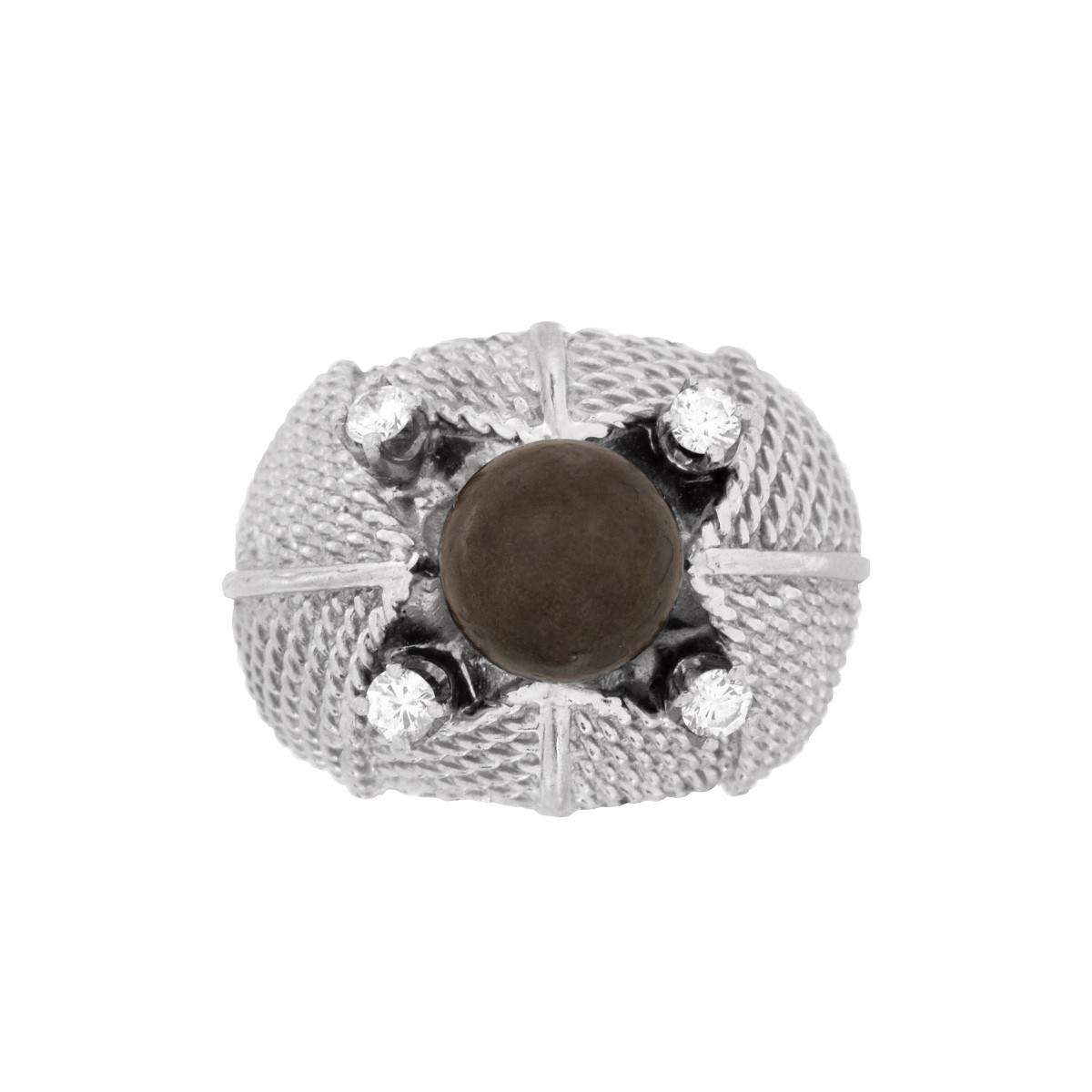 14K Gold, Diamonds and Pearl Ring