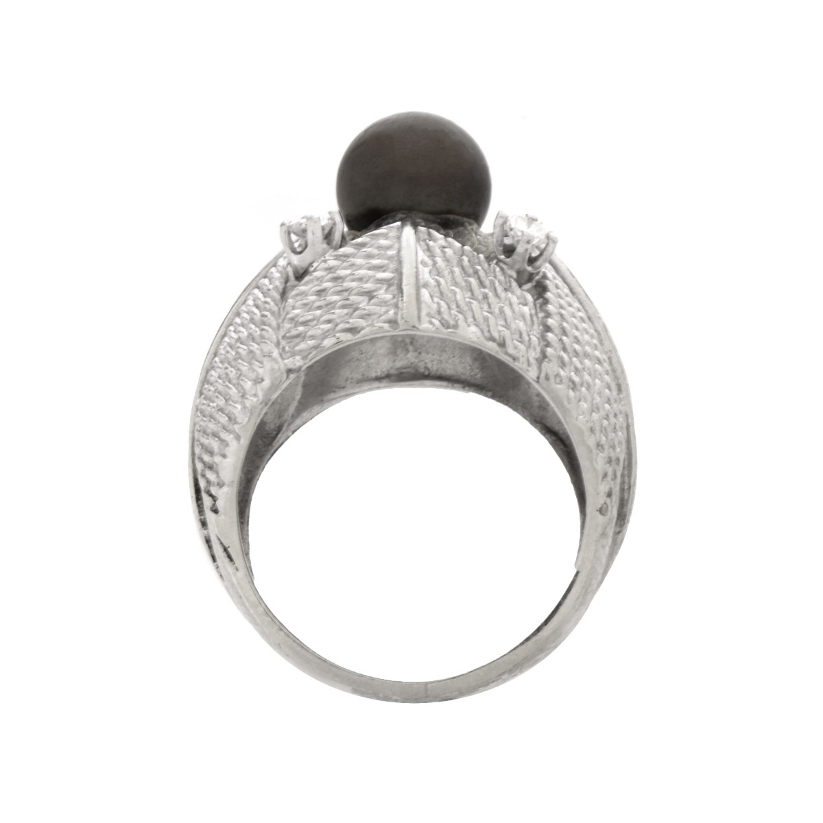 14K Gold, Diamonds and Pearl Ring