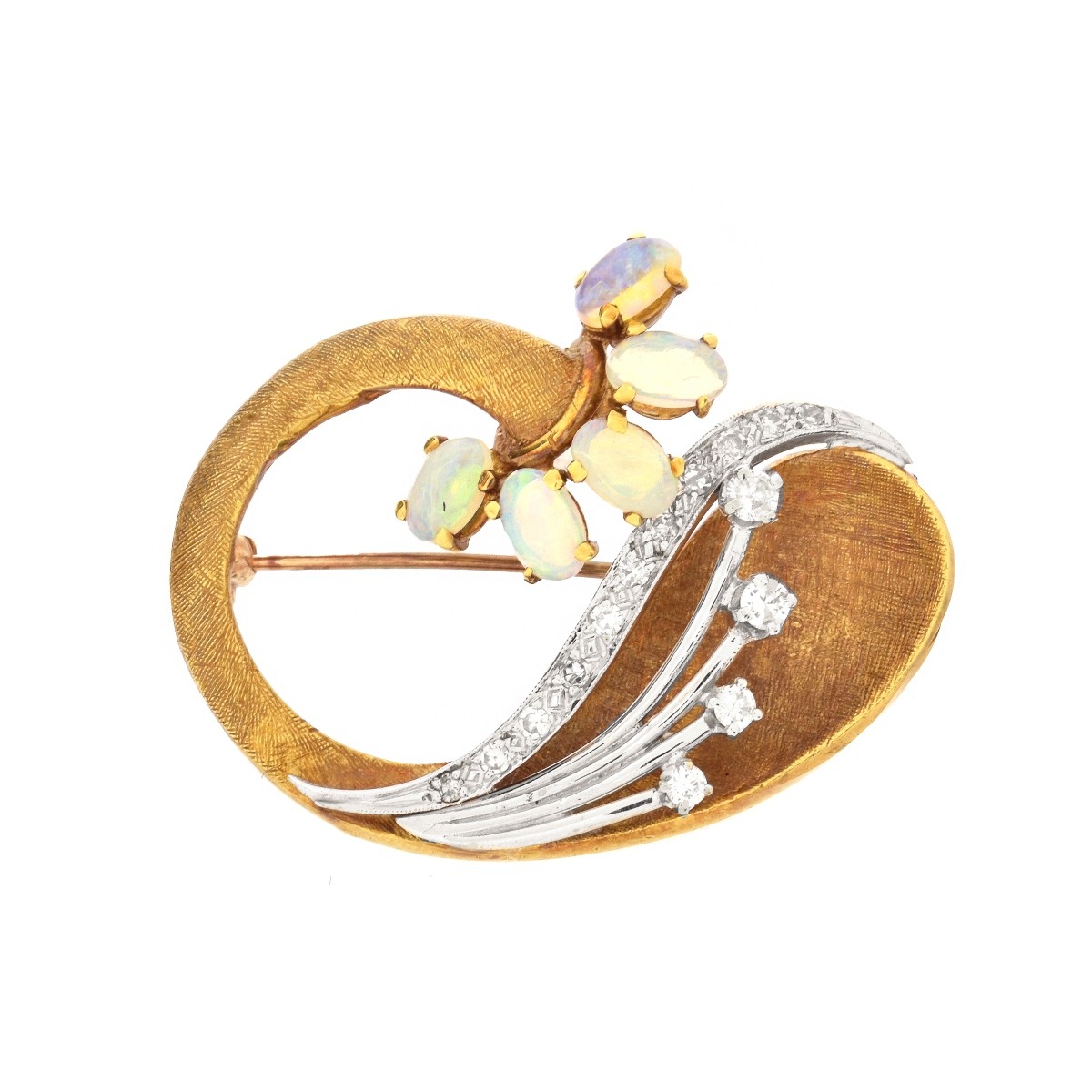 Opal, Diamond 18K Brooch