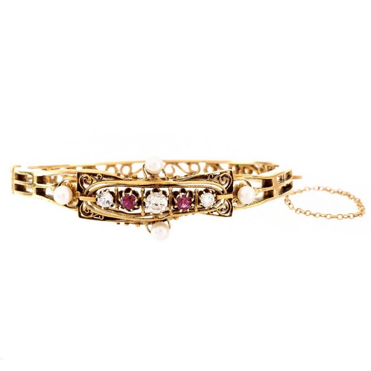 Vintage Diamond, Ruby and 14K Bracelet