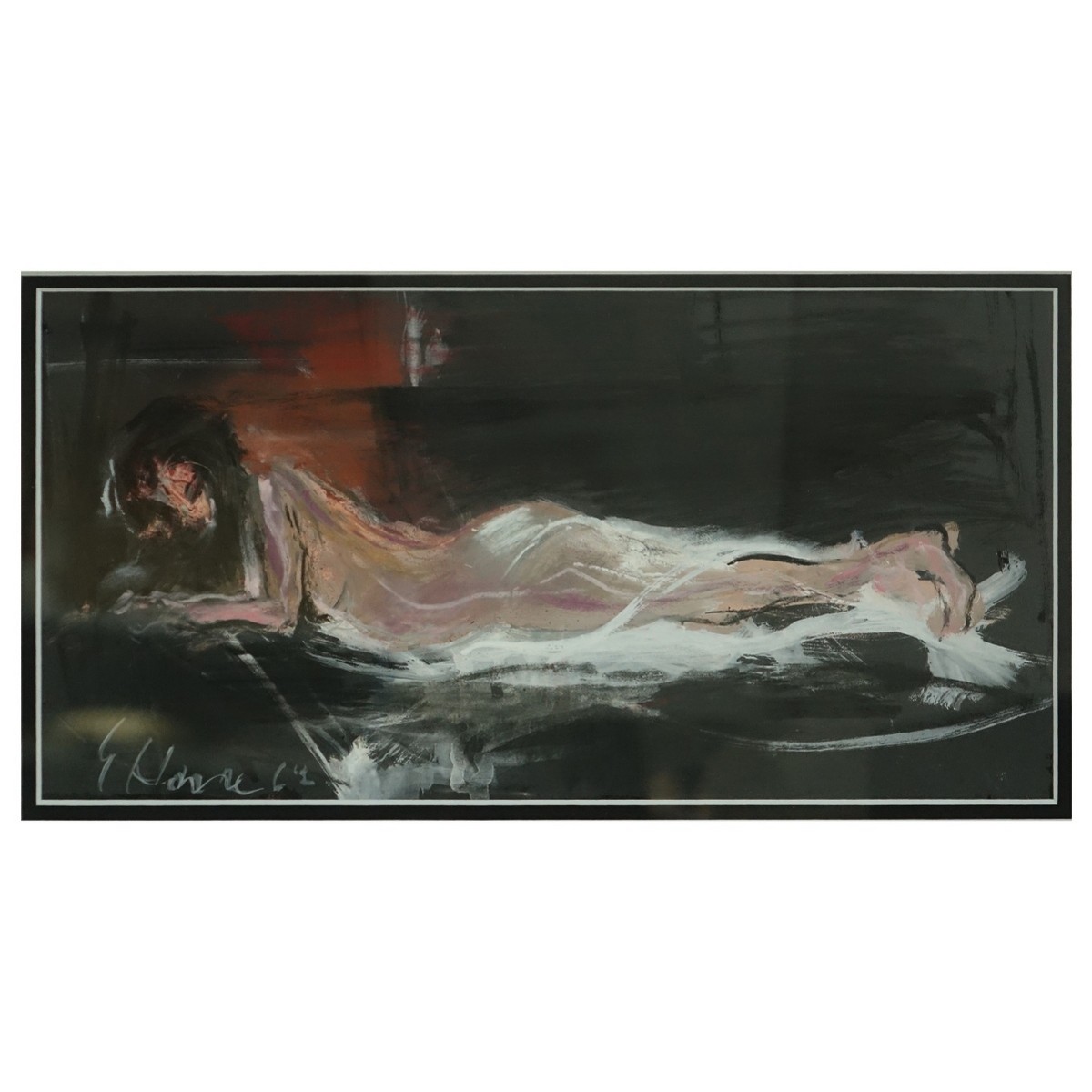 Gouache On Paper Reclining Nude