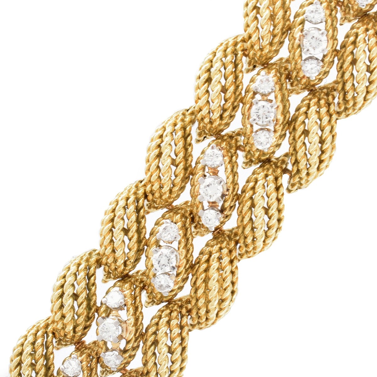 French Diamond and 14K Gold Bracelet