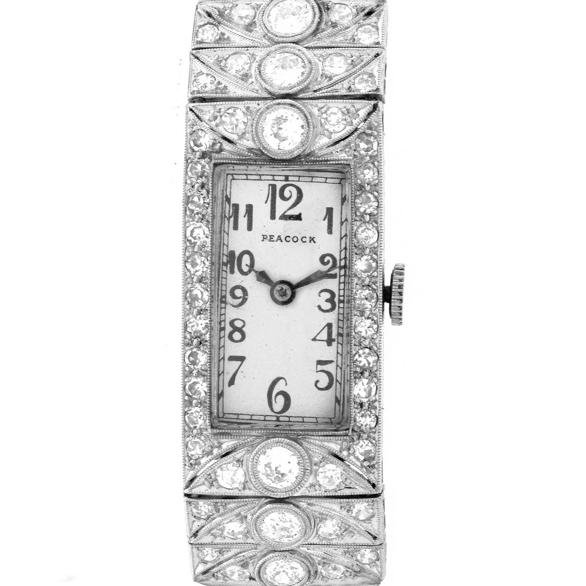 Diamond and Platinum Peacock Watch