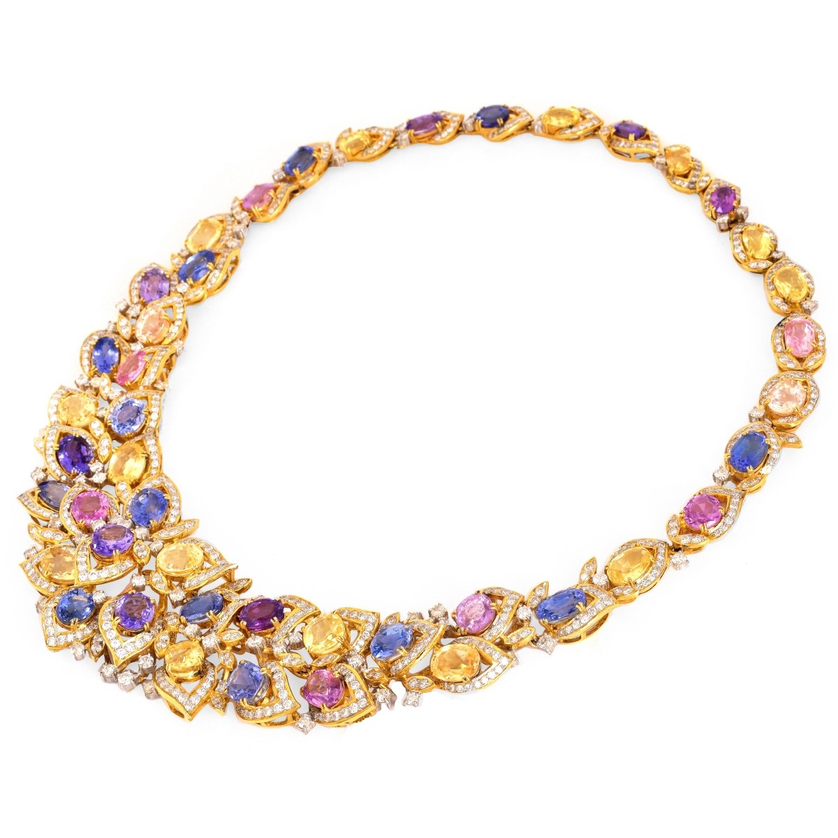 91.66ct TW Sapphire, Diamond and 18K Necklace