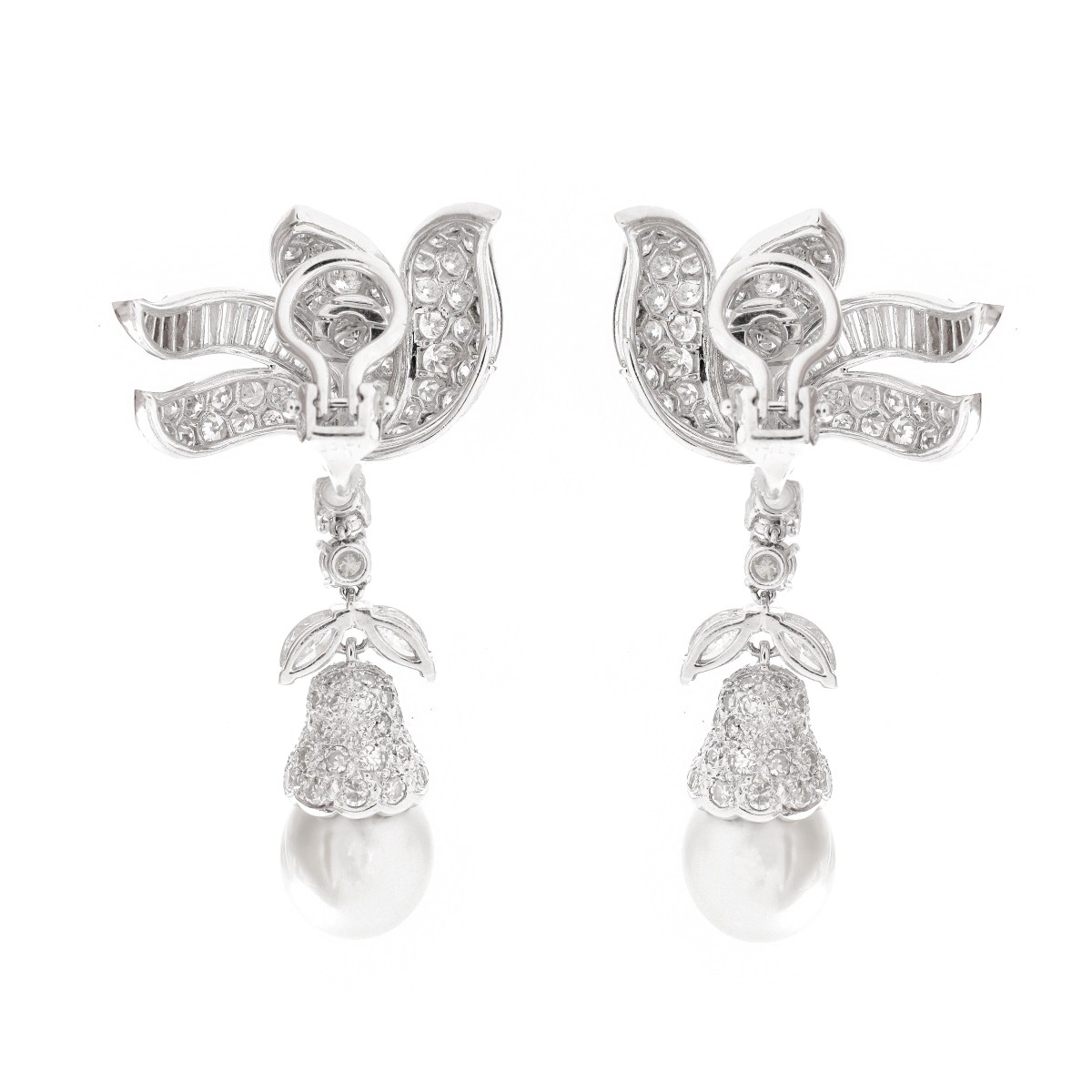 Diamond, Pearl and Platinum Earrings