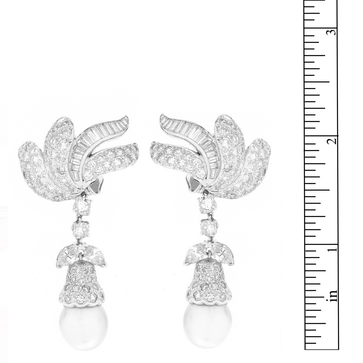 Diamond, Pearl and Platinum Earrings