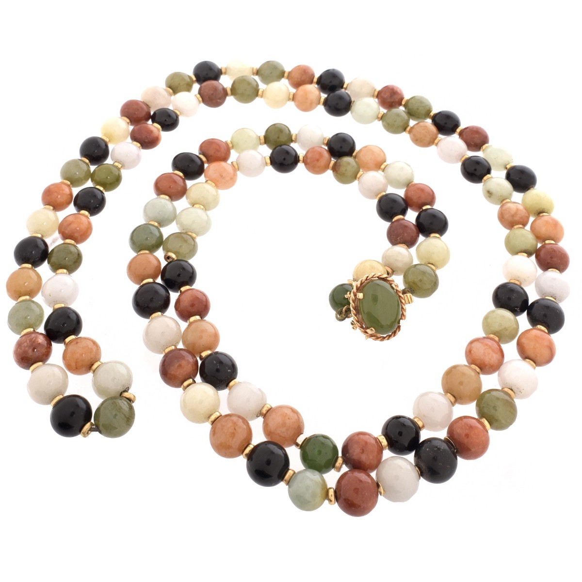 Multi Color Jade Bead and 14K Necklace