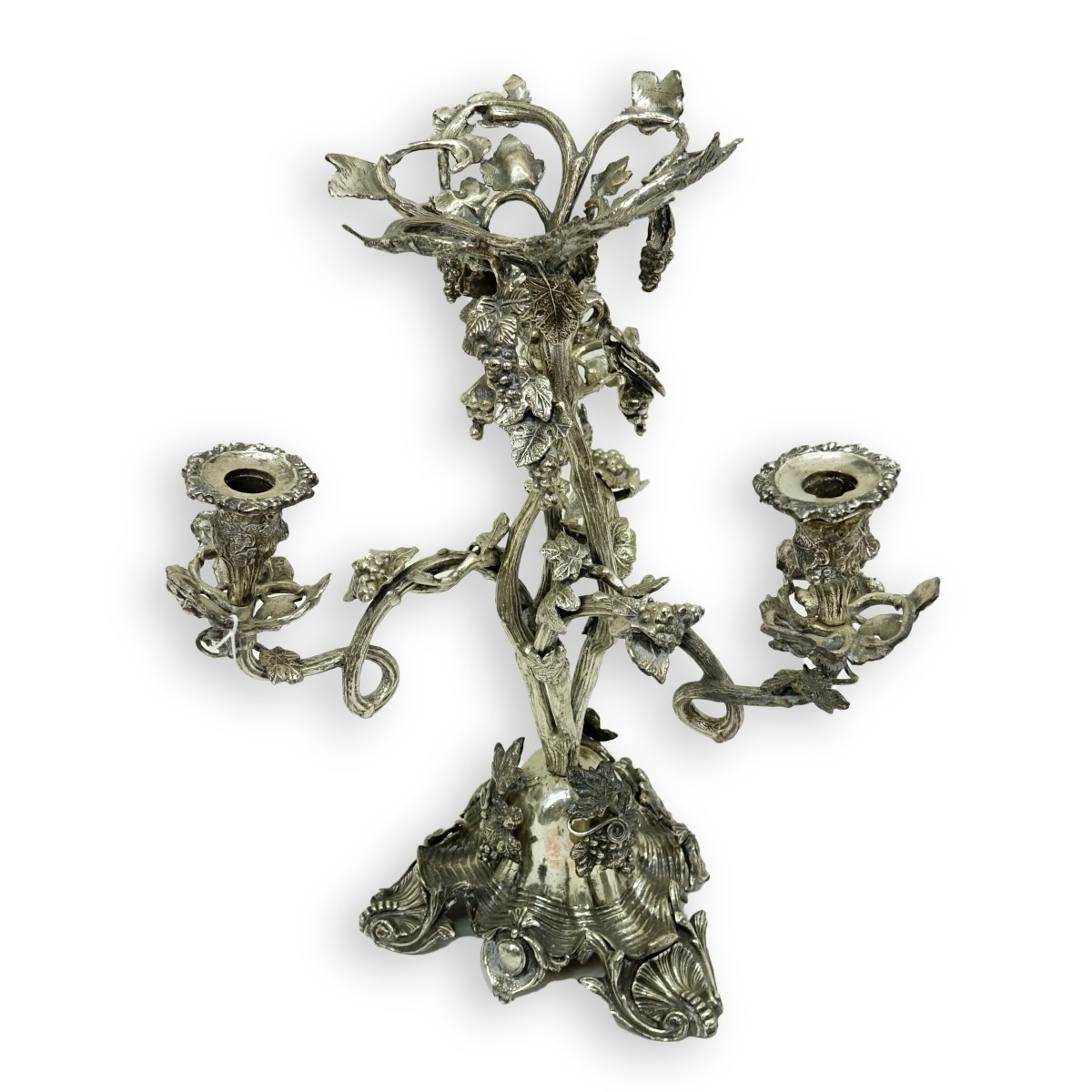 Ornate Three Arm Epergne Silverplate Candelabra