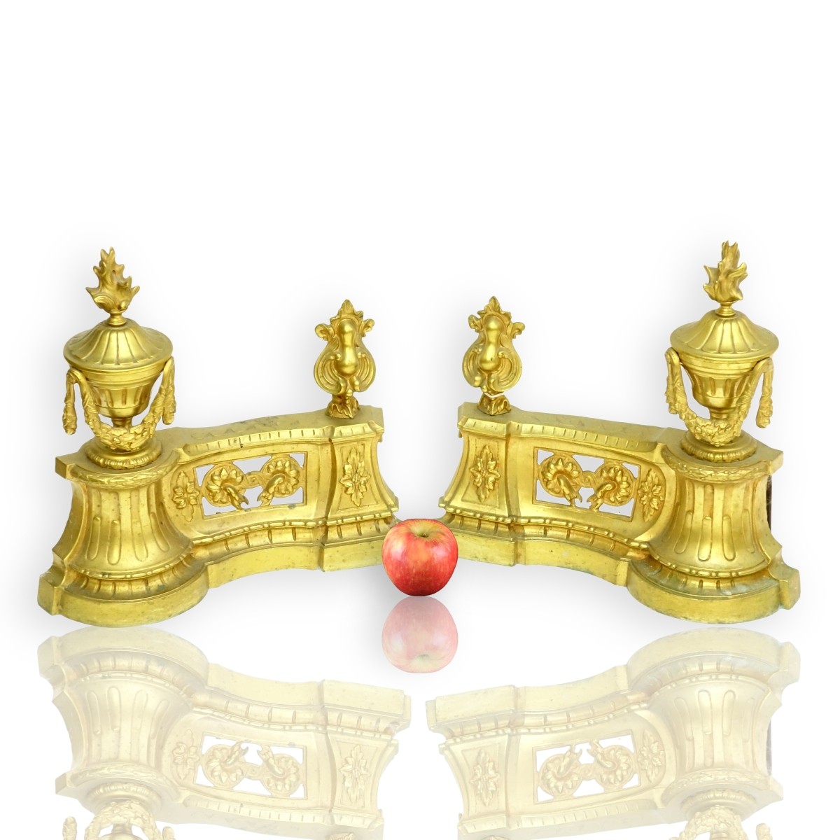 Pr Louis XVI Style Gilt Bronze Chenets