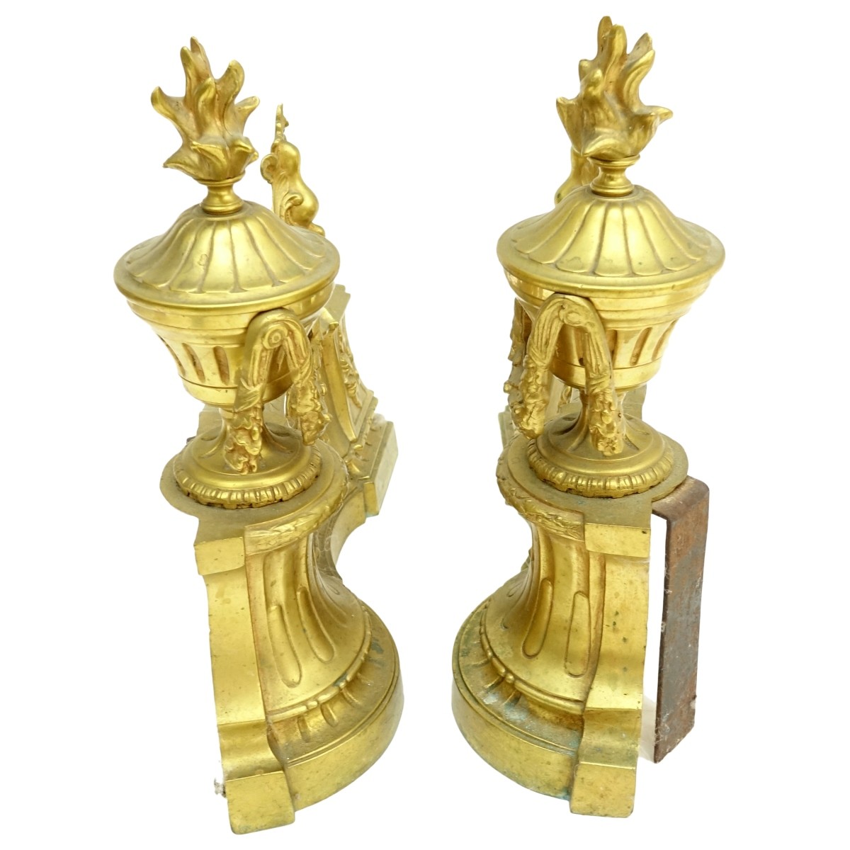 Pr Louis XVI Style Gilt Bronze Chenets