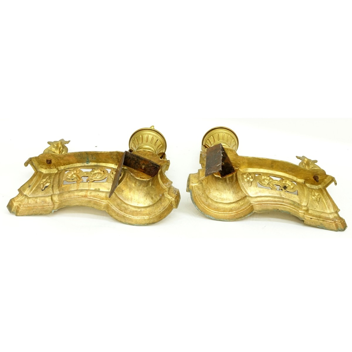 Pr Louis XVI Style Gilt Bronze Chenets