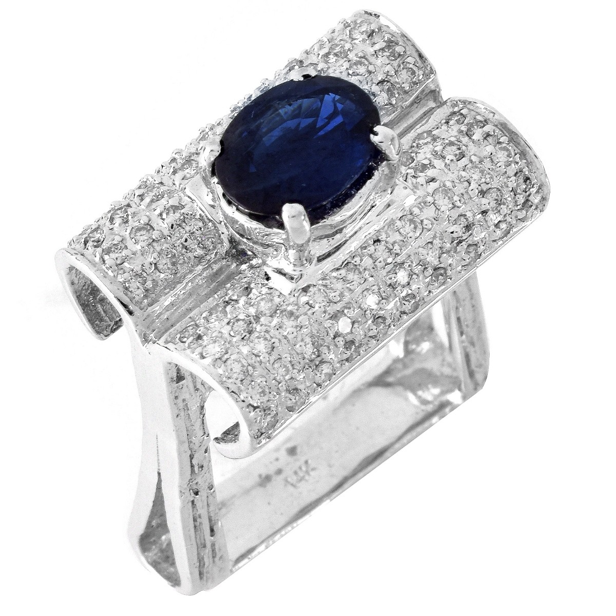 Sapphire, Diamond and 14K Ring