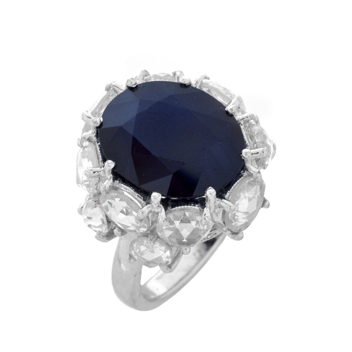 Sapphire, Diamond and Platinum Ring