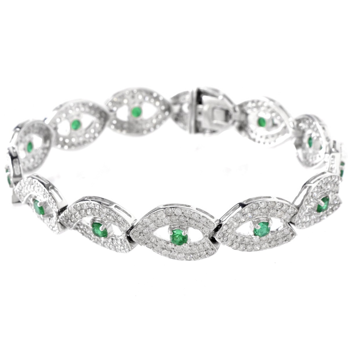 Diamond, Emerald and 18K Bracelet