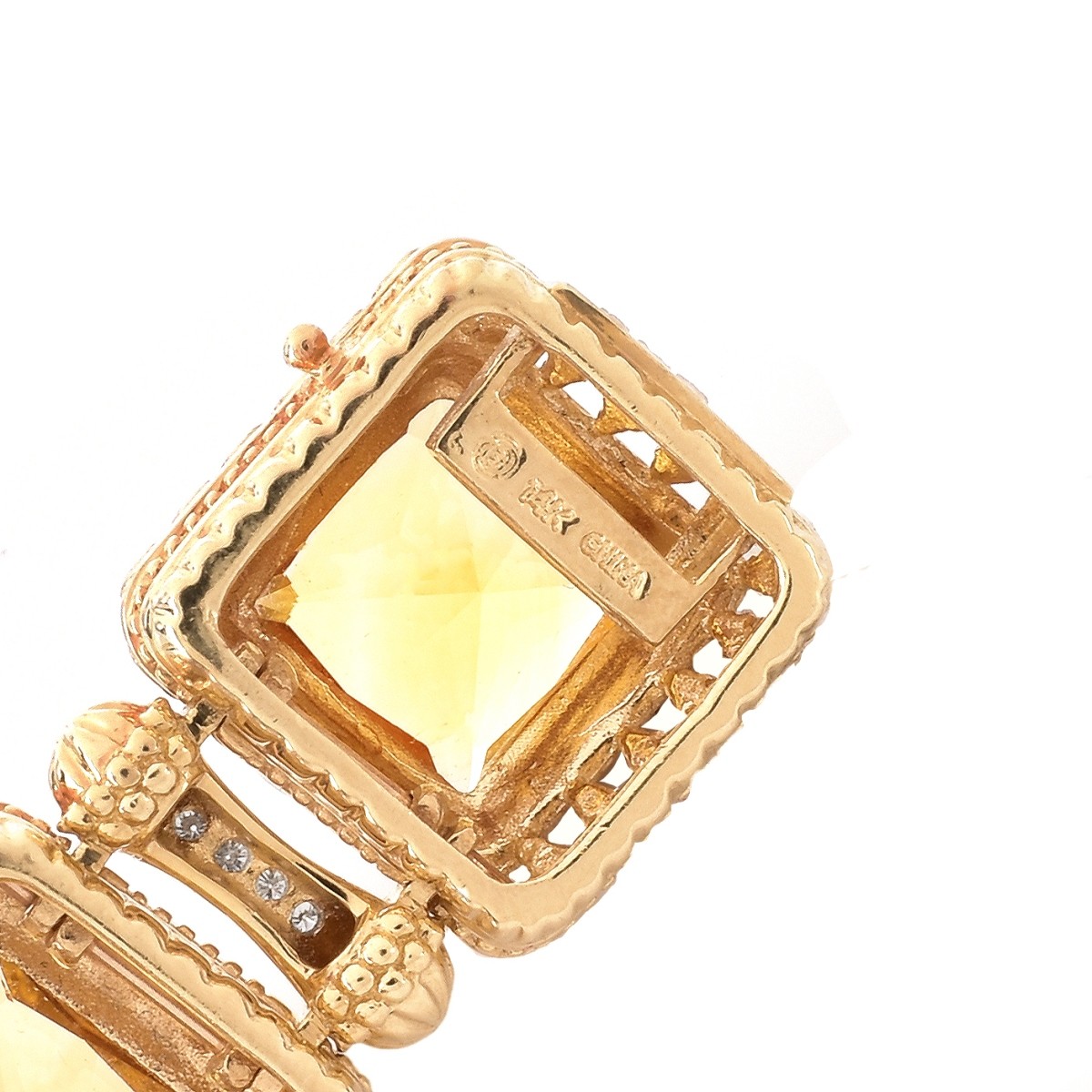 Citrine, Diamond and 14 Karat Yellow Gold Bracelet