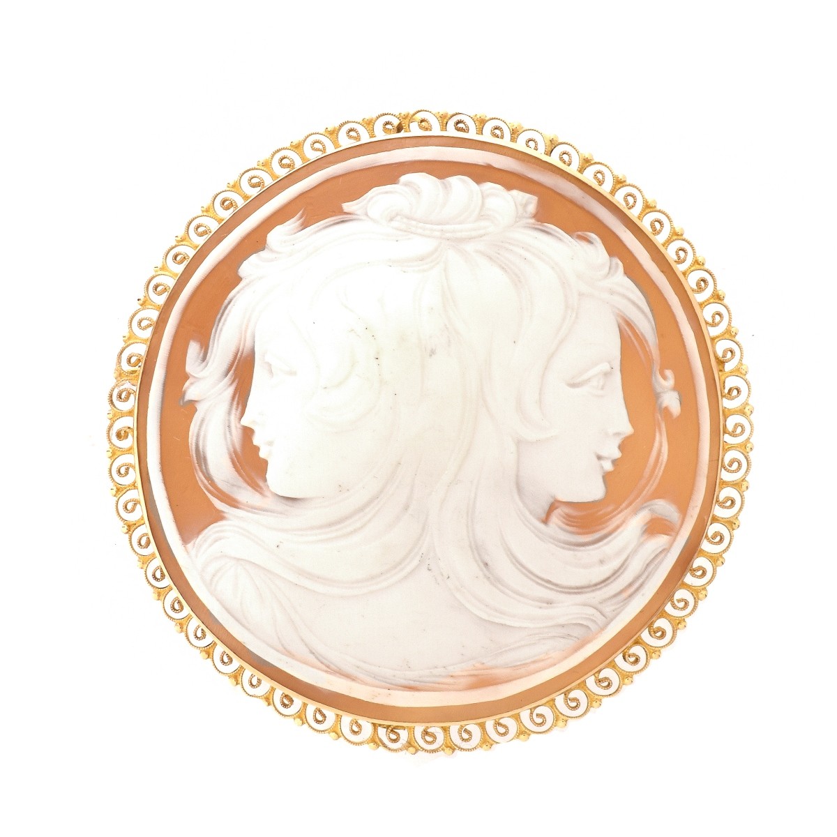 Carved Shell and 14K Cameo Pendant/Brooch