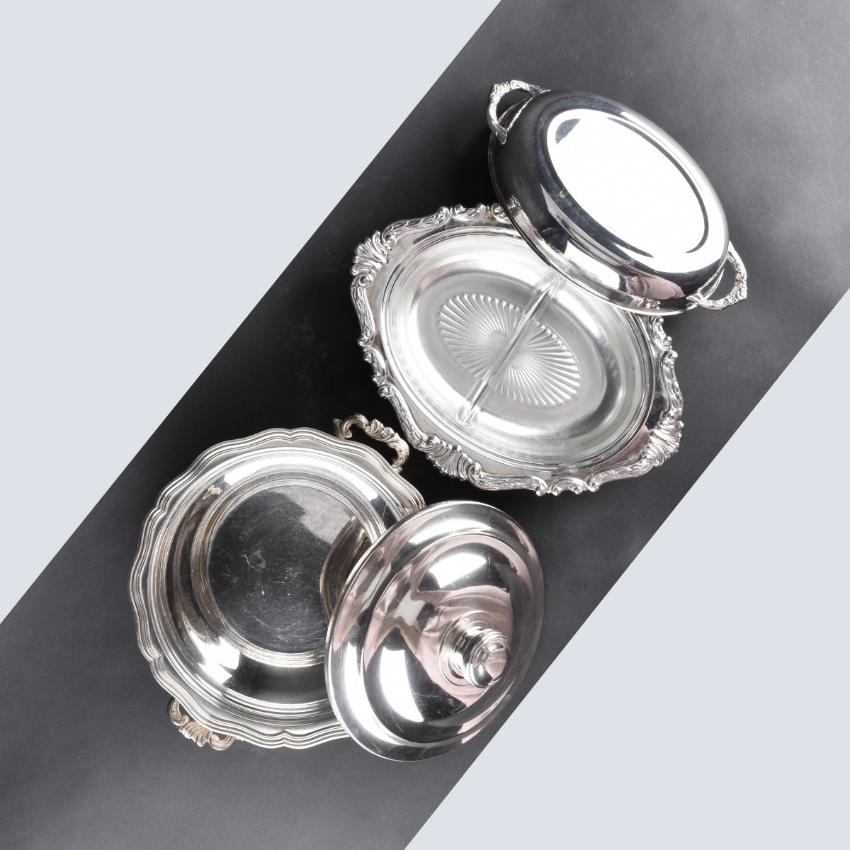 Five Silverplate Tabletop Serving Pieces