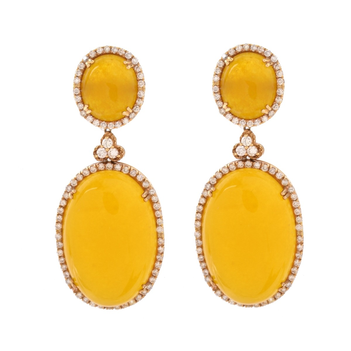 Diamond, Agate and 18K Earrings