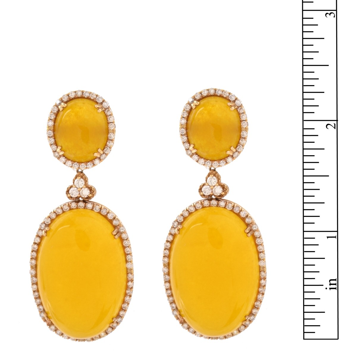 Diamond, Agate and 18K Earrings