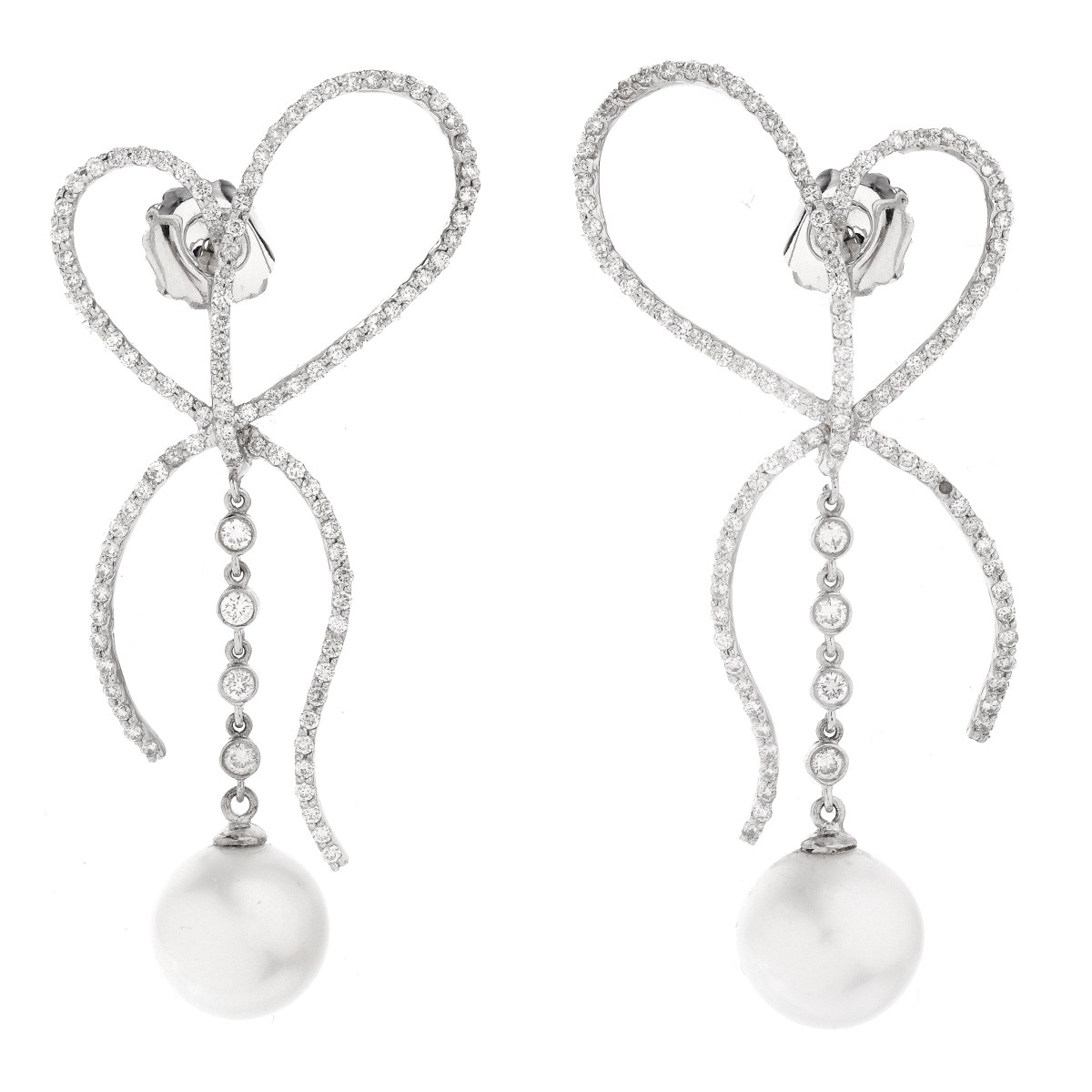 Diamond, Pearl and 18K Earrings