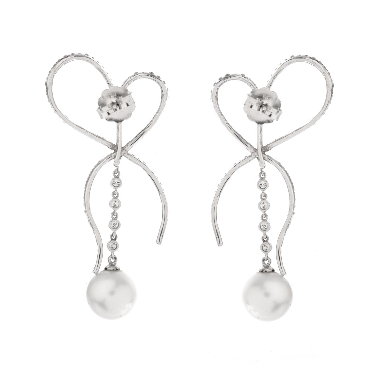 Diamond, Pearl and 18K Earrings