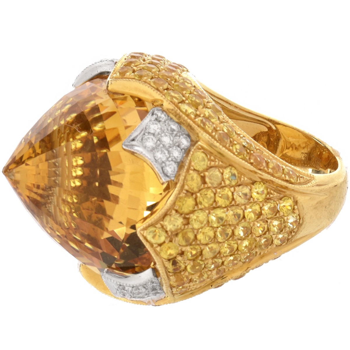 Citrine, Sapphire, Diamond and 18K Ring