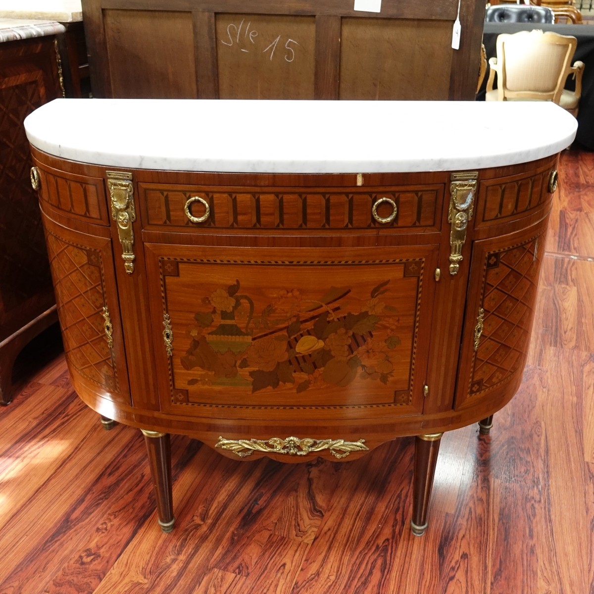 French Louis XVI Style Demilune Commode