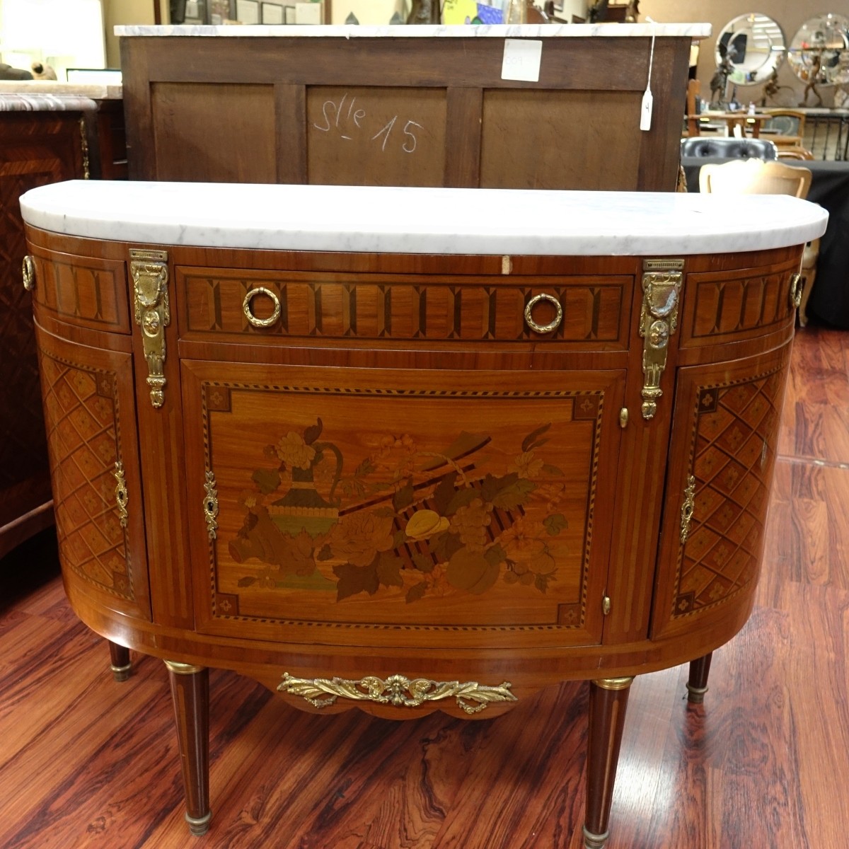 French Louis XVI Style Demilune Commode