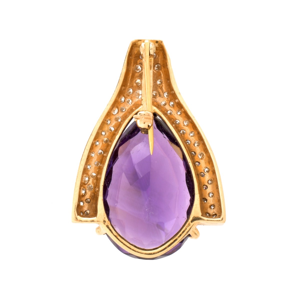 Vintage Amethyst, Diamond and 18K Brooch