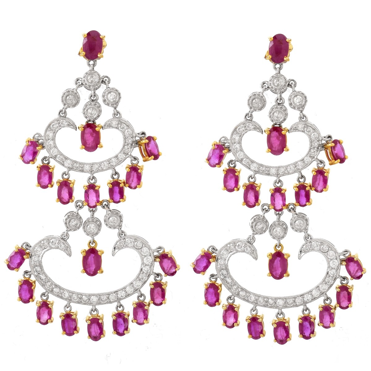 Ruby, Diamond and 14K Earrings