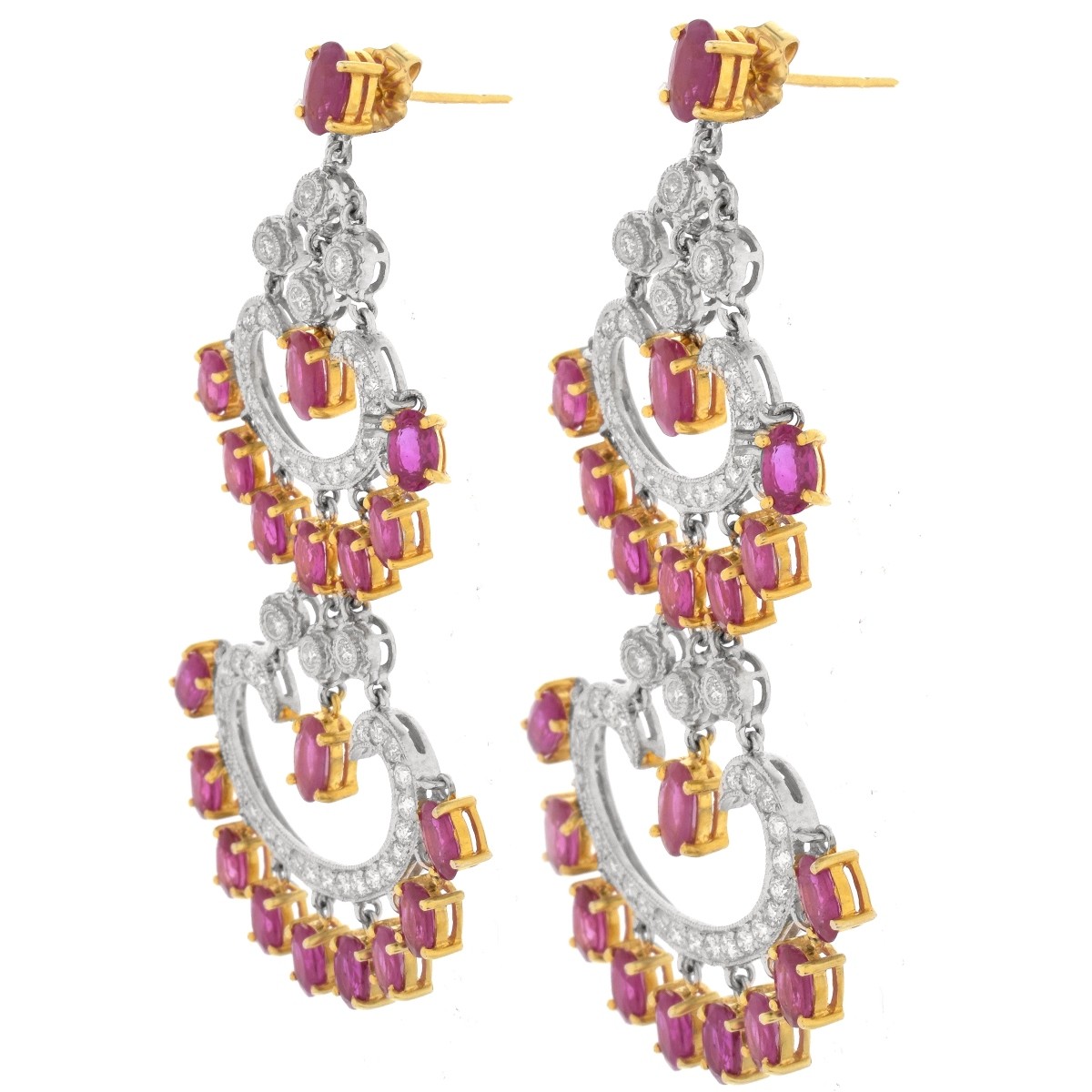 Ruby, Diamond and 14K Earrings