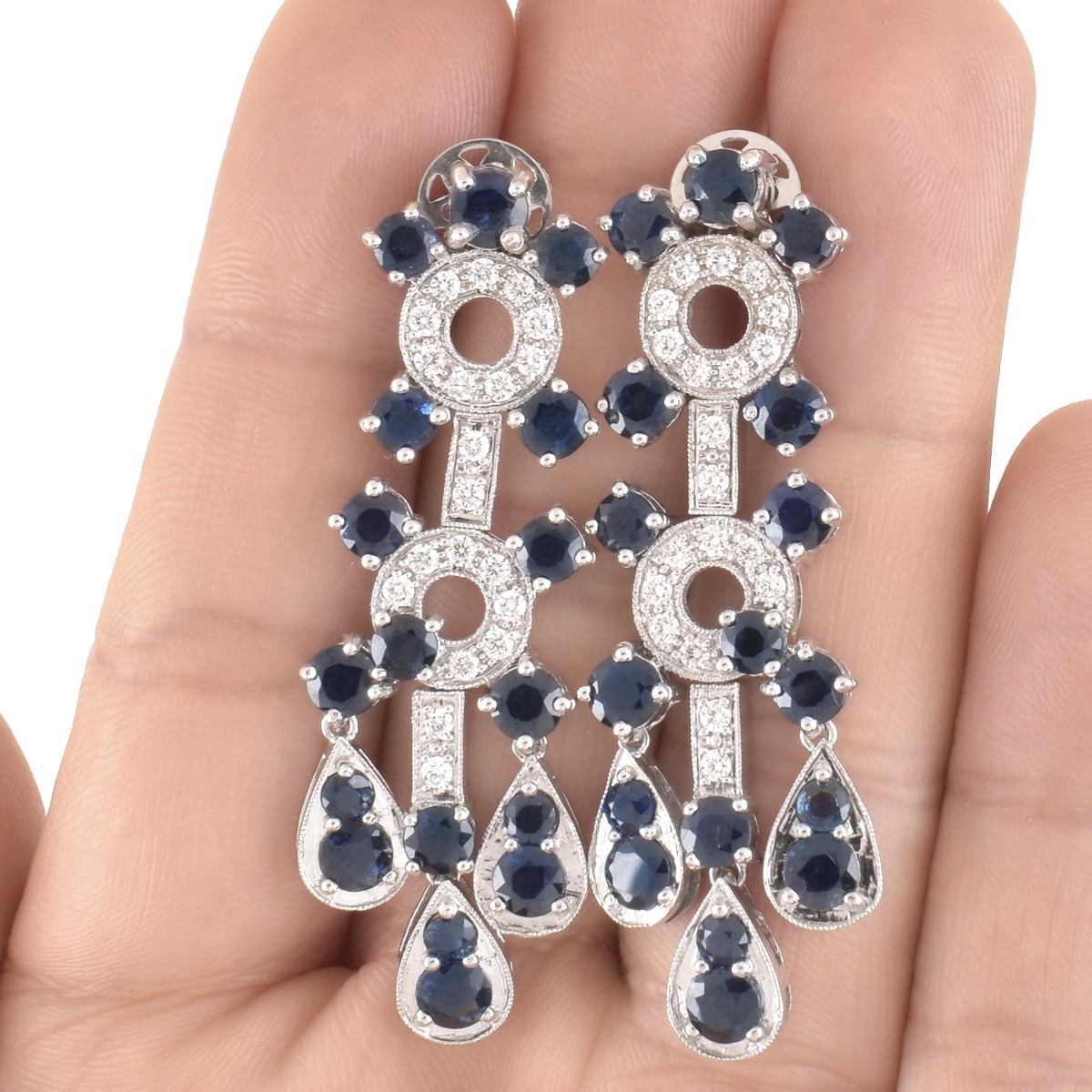 Sapphire, Diamond and 18K Earrings