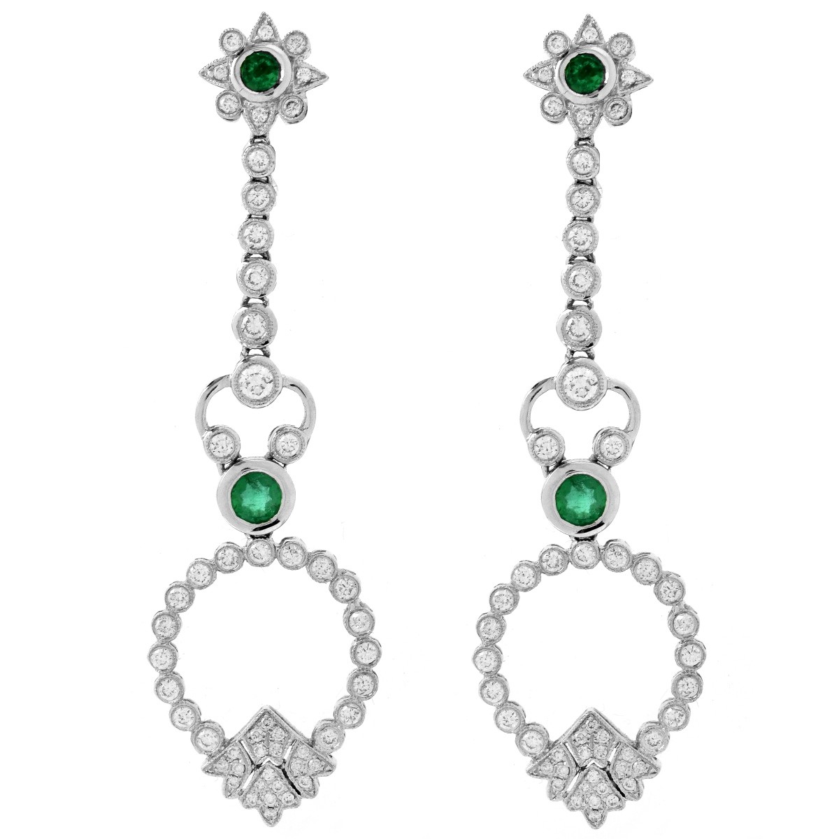 Emerald, Diamond and 18K Earrings